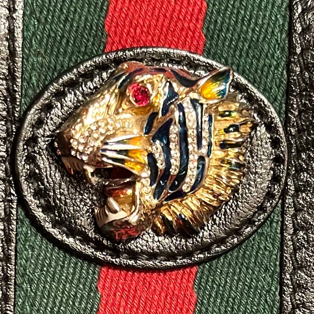 Gucci Rajah TigerHead Zip Around Wallet, Black